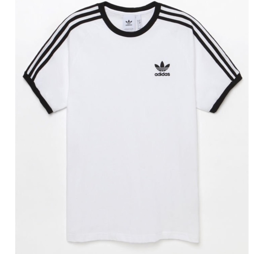 adidas 3 Stripes White and Black Ringer T-Shirt